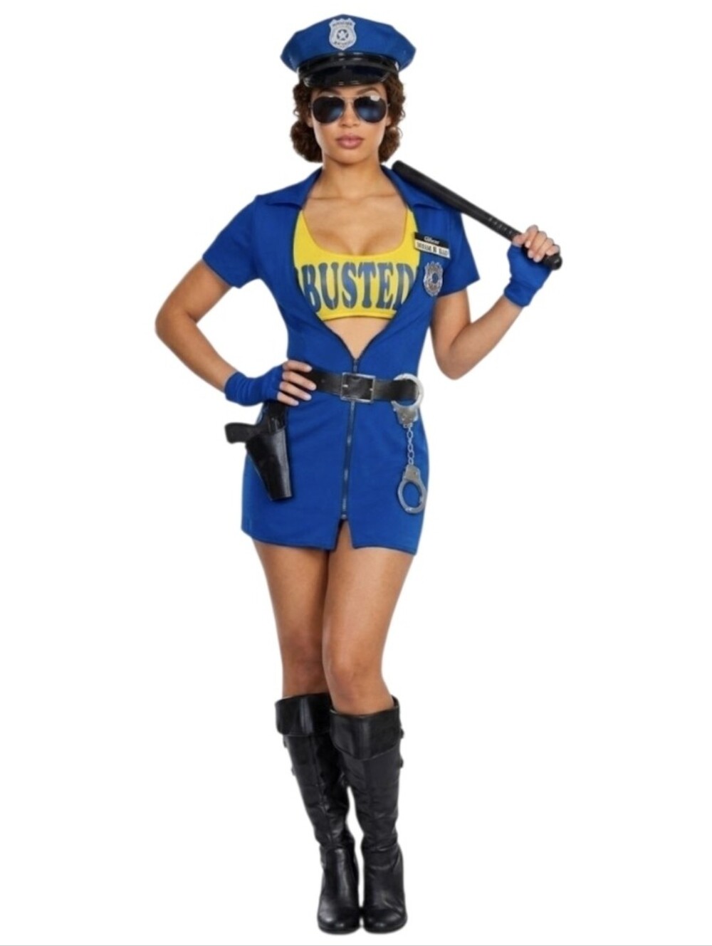 Dreamgirl Blue and Yellow 'Busted' Sexy Police Woman Costume